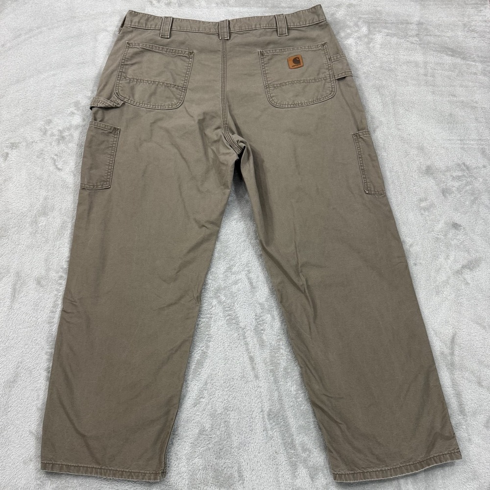 Carhartt Pants Mens 40x30 B151 LBR Brown Canvas Loose Carpenter Workwear Relaxed